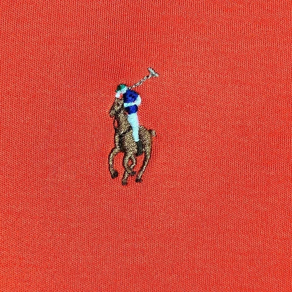 Polo Ralph Lauren Mens Orange Pima Soft Touch Long Sleeve Polo Shirt Medium